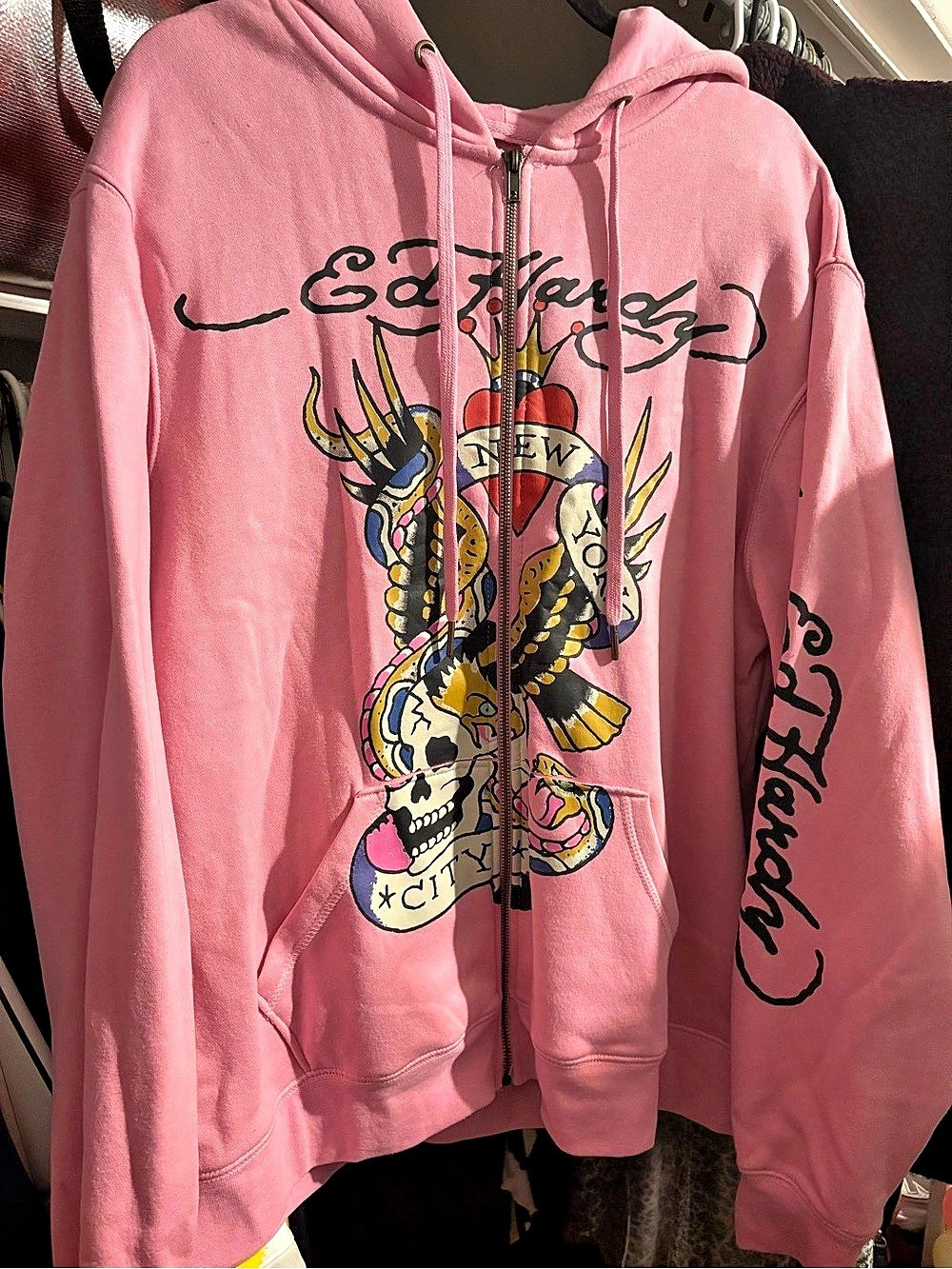 Ed Hardy Graphic Pink Hoodie & Skort Set